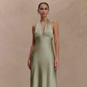 Meshki Alice Satin Halter Maxi Dress